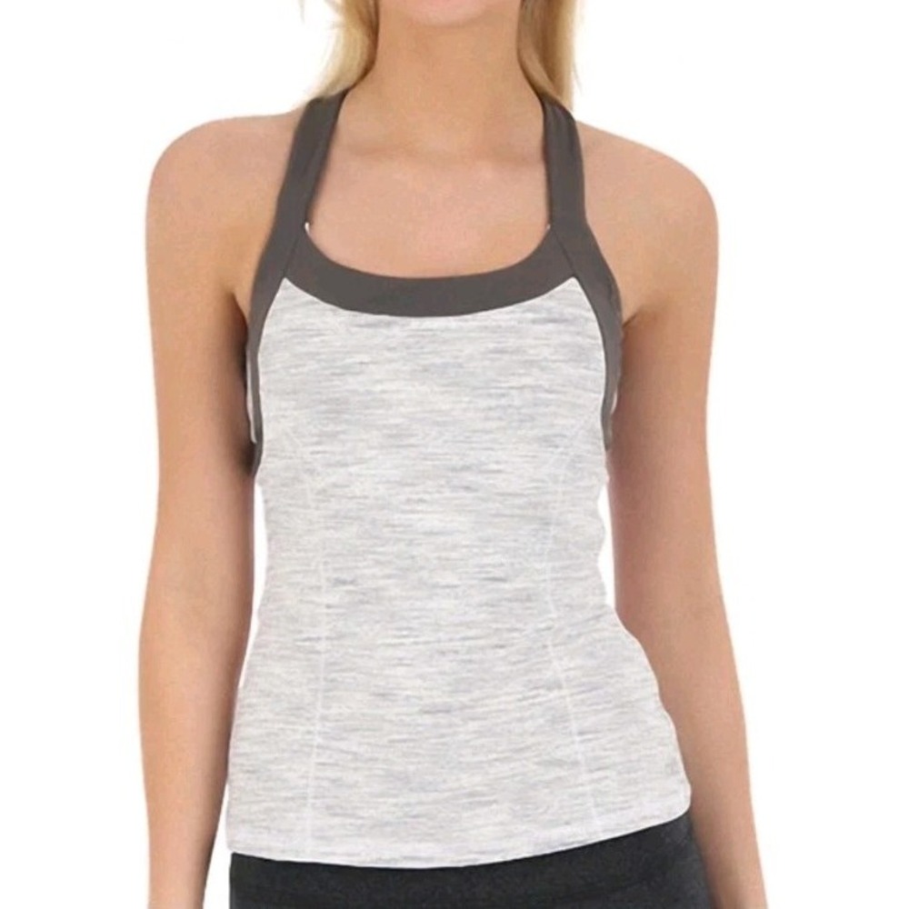 Alo Yoga Grey Racerback tank top built in bra work out activewear M